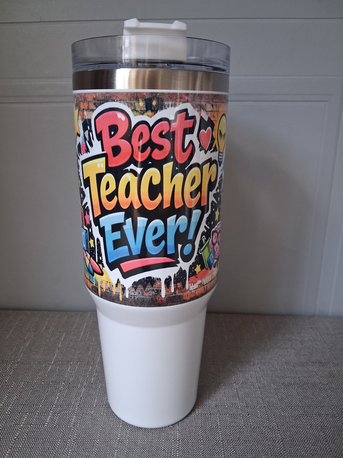 40oz Tumbler Mug with Handle & Straw