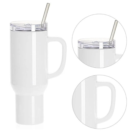 40oz Tumbler Mug with Handle & Straw