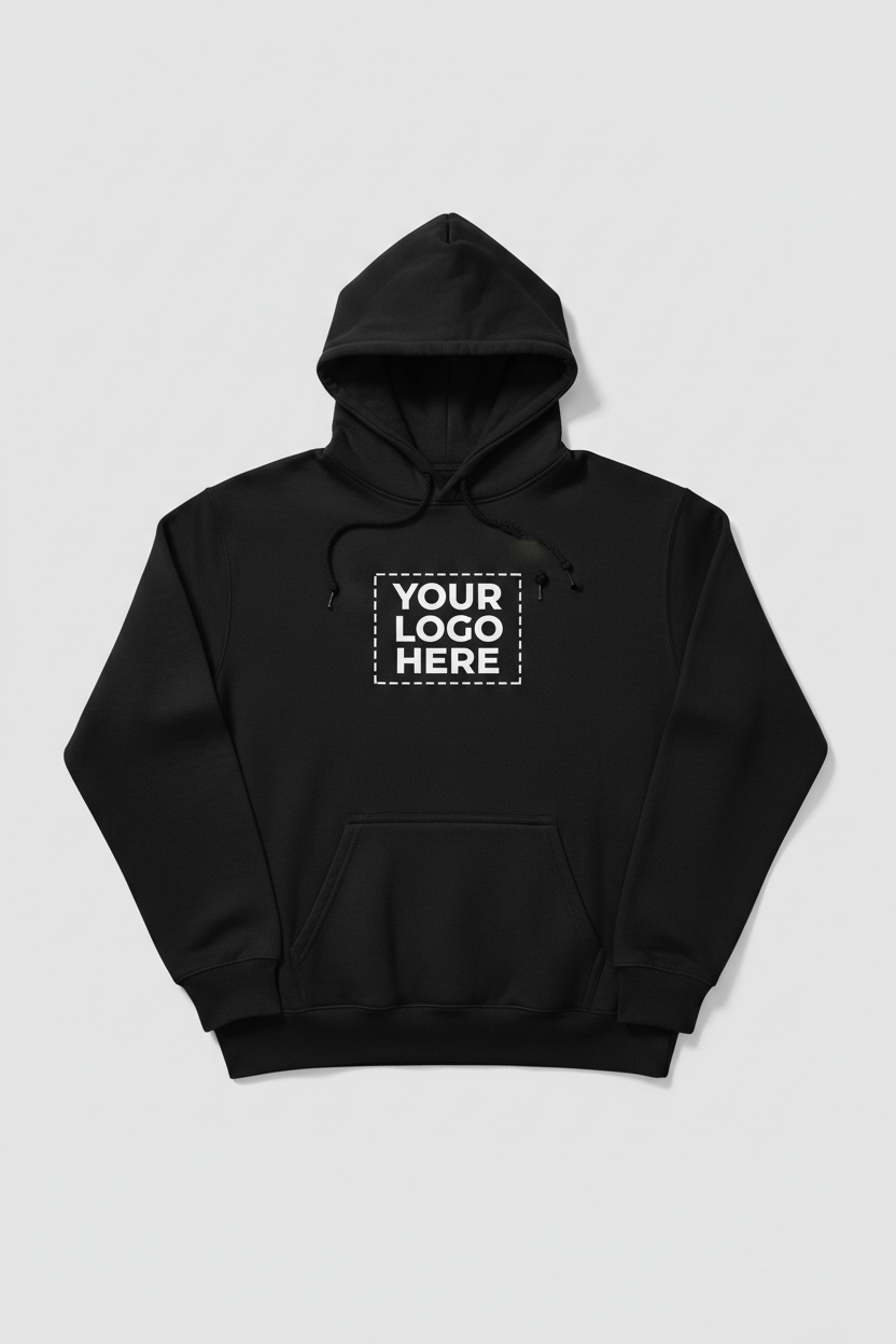 Classic Pullover Hoodie - Your Logo Here Black Drawstrings