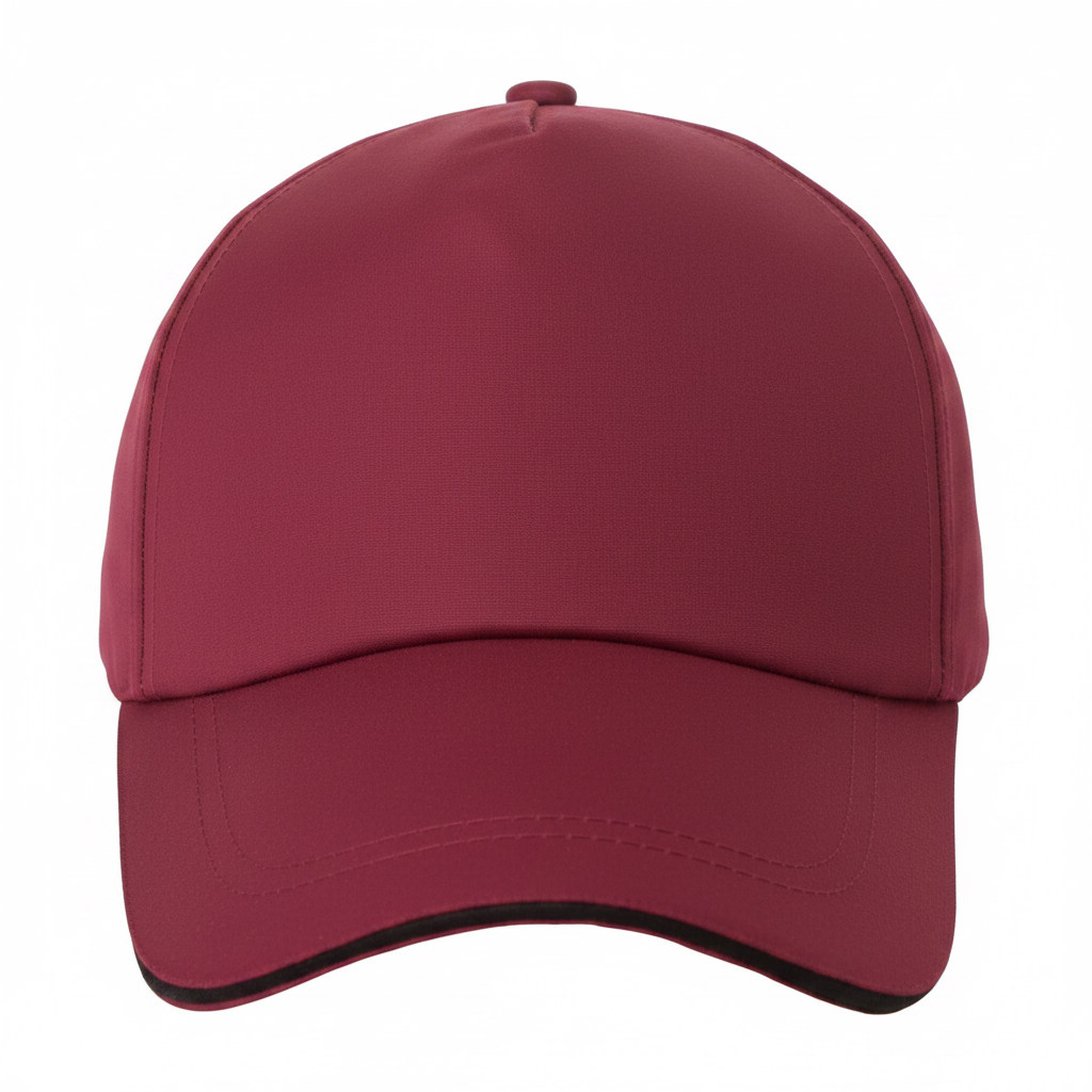 Plain burgundy personalised baseball cap on white background