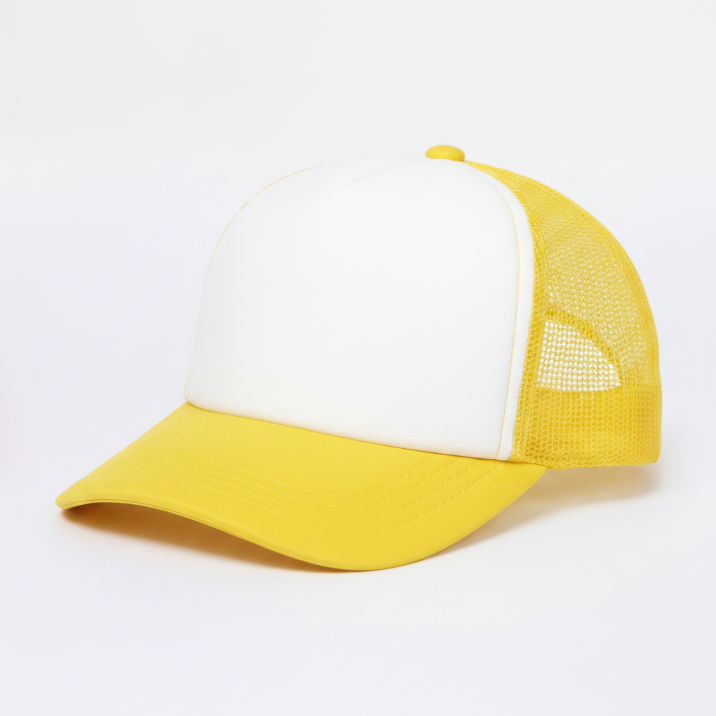 Yellow Two-Tone Cap - Yellow mesh back & peak, white front panel